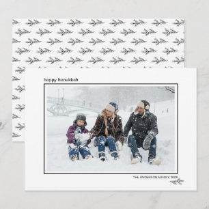 Tarjeta Festiva Pinos de Agujas Negras y Blancas Feliz Janucá Fami