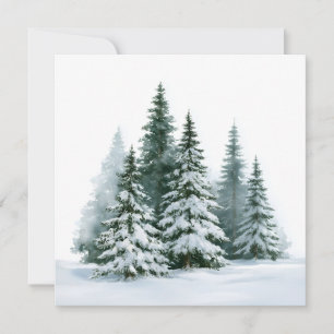 Tarjeta Festiva Pinos de Invierno