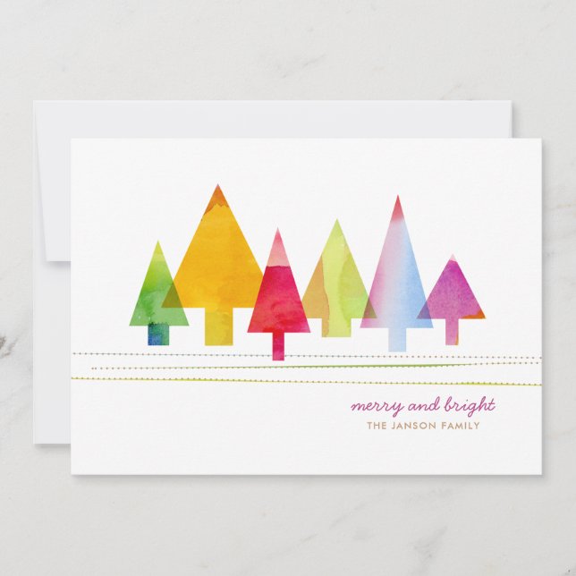 Tarjeta Festiva Pinos pintados (Anverso)