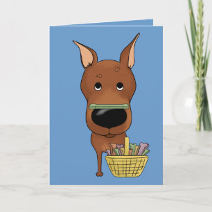 Tarjeta Festiva ¿Pinscher miniatura - caza del hueso de Pascua,
