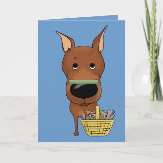 Tarjeta Festiva ¿Pinscher miniatura - caza del hueso de Pascua,