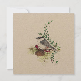 Tarjeta Festiva Pintado de pájaro Nuthatch de vacaciones