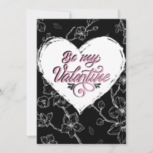 Tarjeta Festiva Pintado en pasión: flores monocromas, amor rosa