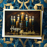 Tarjeta Festiva Pintando Menorah Happy Hanukkah<br><div class="desc">Artículos con temática navideña diseñados por Umua. Impreso y enviado por Zazzle o sus afiliados.</div>