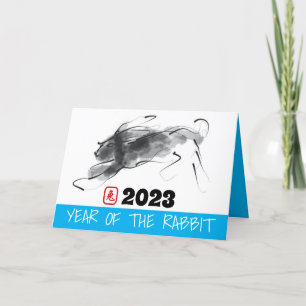 Tarjeta Festiva Pintando original año de conejo chino cumpleaños H