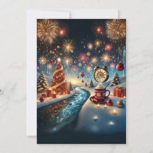 Tarjeta Festiva Pintoresco Invierno de Ensueño con Chocolate Calie