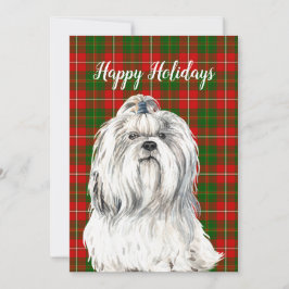 Tarjeta Festiva Pintura al agua perro Lhasa Apso personalizada 