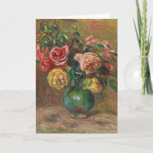 Tarjeta Festiva Pintura al óleo floral francesa vintage de Renoir