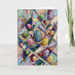 Tarjeta Festiva Pintura al óleo impasto de huevo de Pascua abstrac