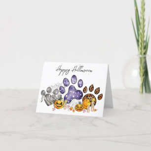 Tarjeta Festiva Pintura animal Imprime calabaza gato Mascota perro