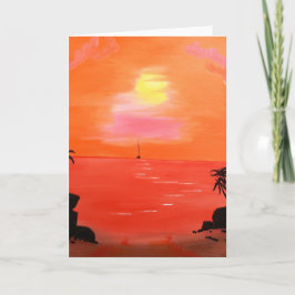 Tarjeta Festiva Pintura con cielo de Naranja