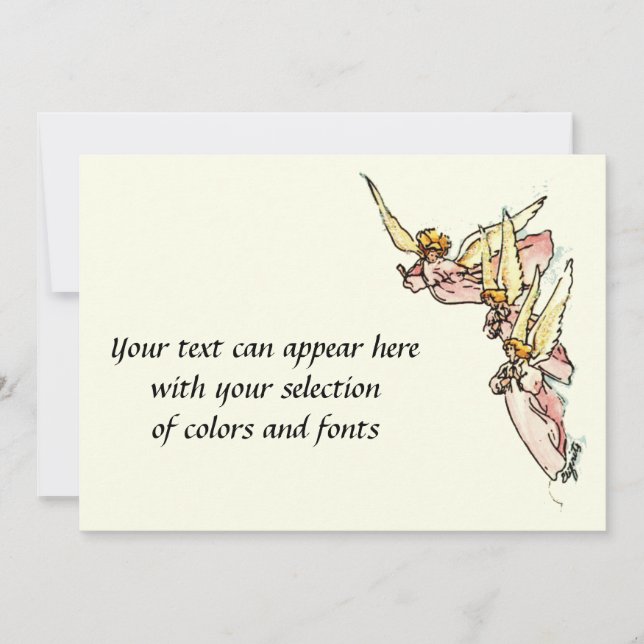 Tarjeta Festiva Pintura de acuarela de guiño rosa de los Ángeles s (Anverso)