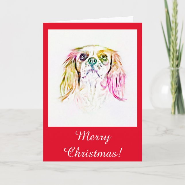 Tarjeta Festiva Pintura de arte canino Cavalier King Charles Spani (Anverso)