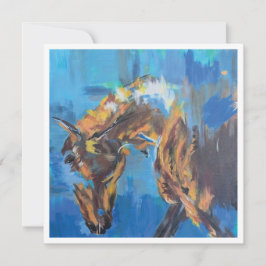 Tarjeta Festiva Pintura de caballo azul abstracto