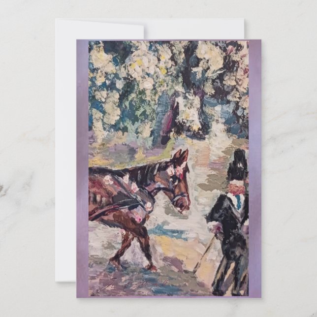 Tarjeta Festiva pintura de casquillo de caballos estilo renoir (Anverso)