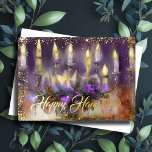 Tarjeta Festiva Pintura de color de agua Menorah Happy Hanukkah<br><div class="desc">Artículos con temática navideña diseñados por Umua. Impreso y enviado por Zazzle o sus afiliados.</div>