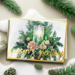 Tarjeta Festiva Pintura de color de agua Navidades de velas de sie<br><div class="desc">Artículos con temática navideña diseñados por Umua. Impreso y enviado por Zazzle o sus afiliados.</div>