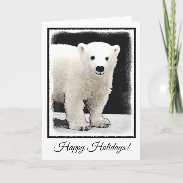 Tarjeta Festiva Pintura de Cubo de Oso Polar - Arte de Vida Silves (Anverso)