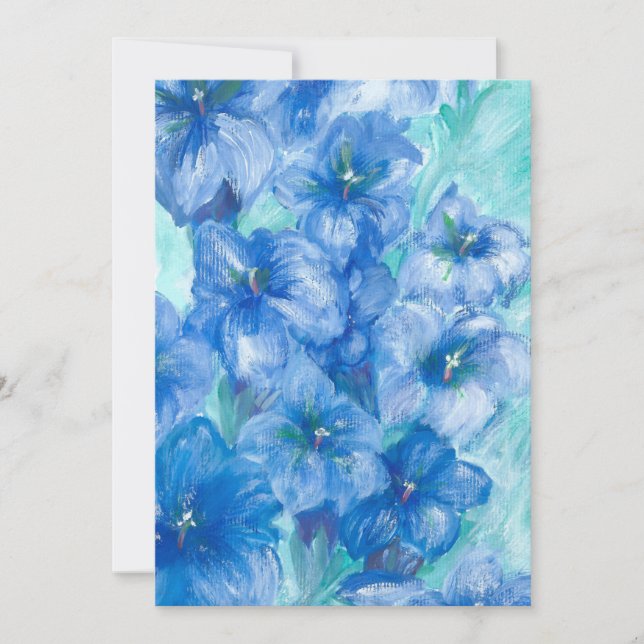 Tarjeta Festiva Pintura de flor silvestre azul gentiano (Anverso)