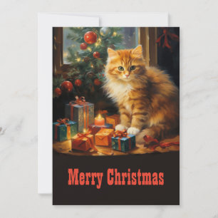 Tarjeta Festiva Pintura de gatos de navidades