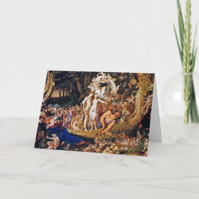 Tarjeta Festiva Pintura de hadas "Oberon y Titania " (Anverso)