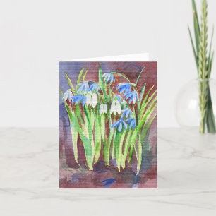 Tarjeta Festiva Pintura de la flor azul de la esquirla siberiana