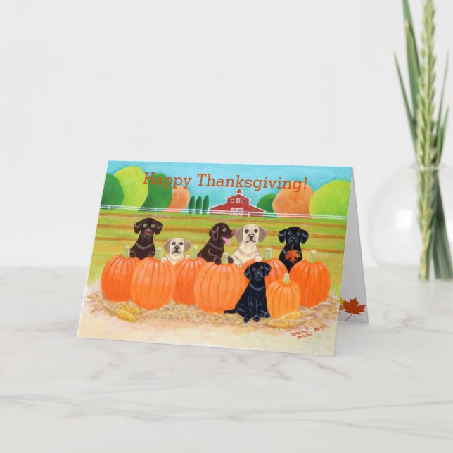 Tarjeta Festiva Pintura de los abradadores de la calabaza del otoñ (Anverso)