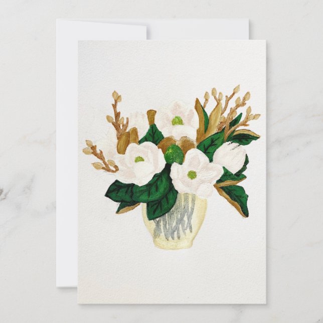 Tarjeta Festiva Pintura de Magnolia (Anverso)