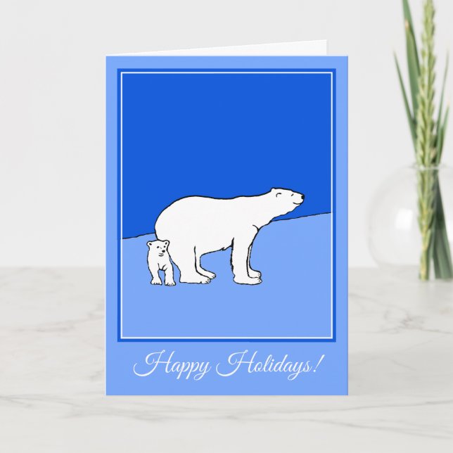 Tarjeta Festiva Pintura de oso polar y de cachorro - Arte de vida  (Anverso)