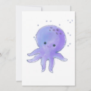 Tarjeta Festiva Pintura de pulpo morado lindo