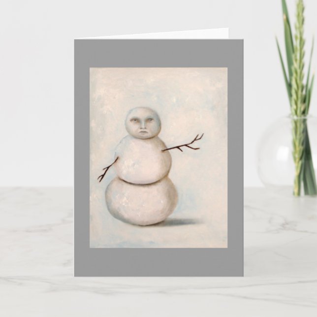 Tarjeta Festiva pintura de snowman (Anverso)