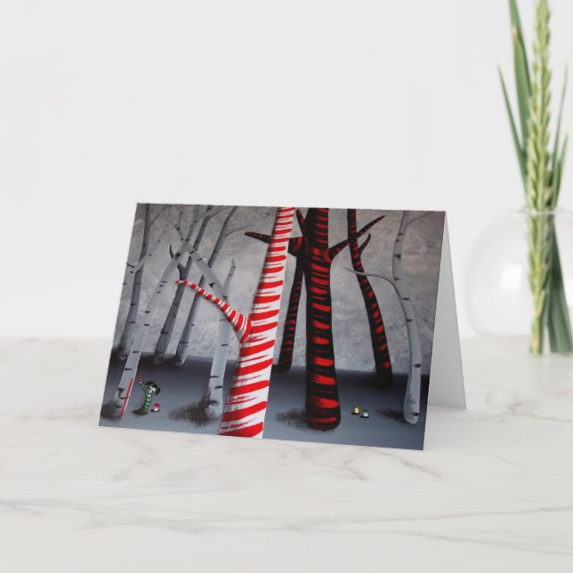 Tarjeta Festiva Pintura de un bastón de caramelo (Anverso)