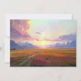 Tarjeta Festiva Pintura del amanecer y atardecer de Big Sky Montan