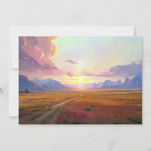 Tarjeta Festiva Pintura del amanecer y atardecer de Big Sky Montan
