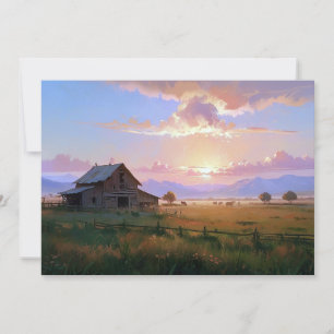 Tarjeta Festiva Pintura del atardecer del rancho al amanecer Aband