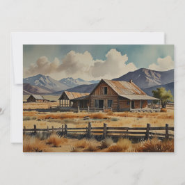 Tarjeta Festiva Pintura en Acuarela de Rancho Granja Homestead Occ