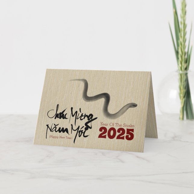 Tarjeta Festiva Pintura original Serpiente Año Nuevo vietnamita 20 (Anverso)
