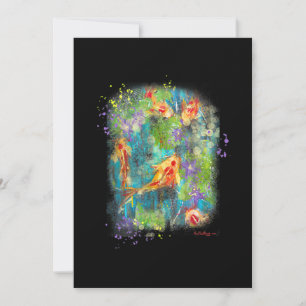 Tarjeta Festiva Pintura Pintando peces Koi Zen japonés angustiado