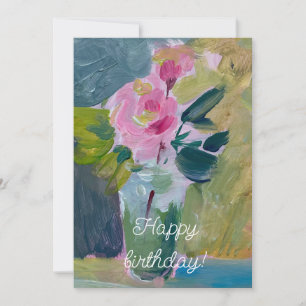 Tarjeta Festiva Pintura, rosas rosados