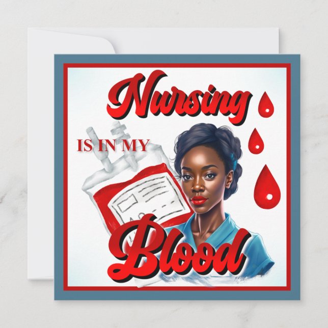 Tarjeta Festiva Pinup de Enfermera Monada_ Está en mi sangre (Anverso)