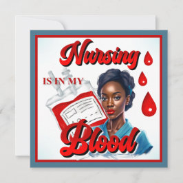 Tarjeta Festiva Pinup de Enfermera Monada_ Está en mi sangre
