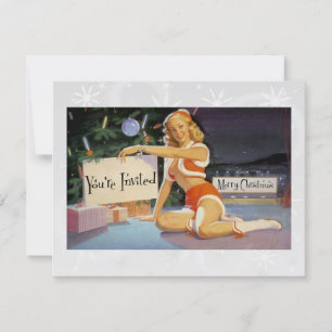 Tarjeta Festiva Pinup de Navidades retro