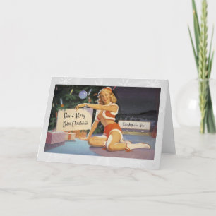 Tarjeta Festiva Pinup de Navidades retro