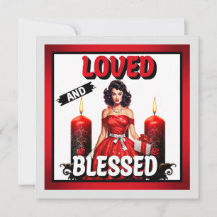 Tarjeta Festiva Pinup encantado y bendecido retro