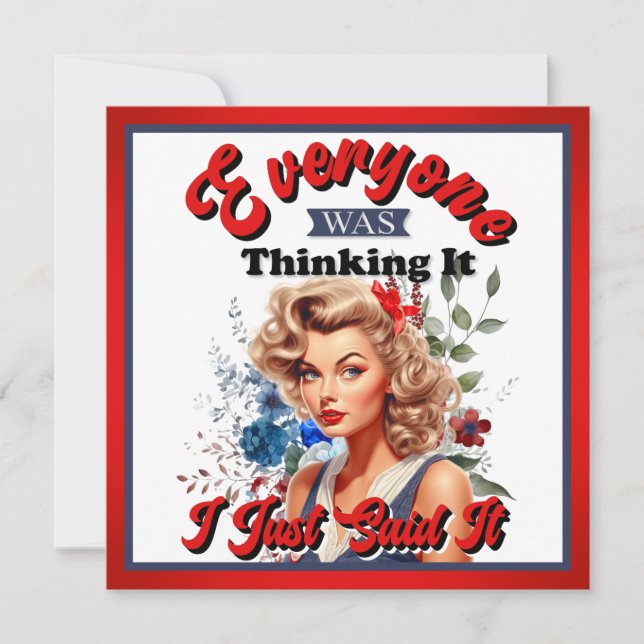 Tarjeta Festiva Pinup_ retro americano acabo de decirlo (Anverso)