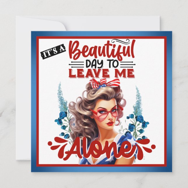 Tarjeta Festiva Pinup_ retro estadounidense es un día hermoso (Anverso)