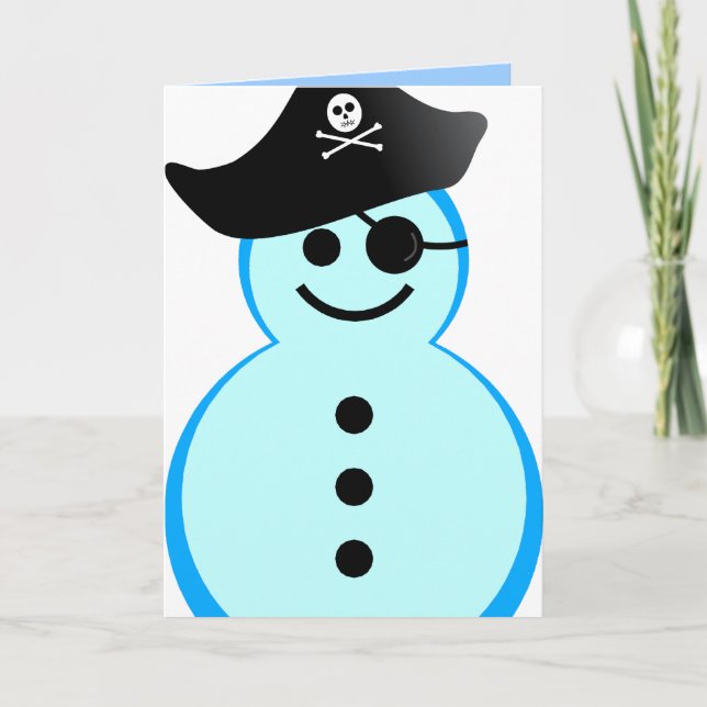 Tarjeta Festiva pirata del muñeco de nieve (Anverso)