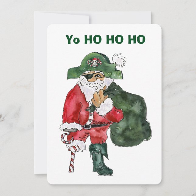 Tarjeta Festiva Pirata del Polo Norte - Cptn. Crusty Kringle Card (Anverso)