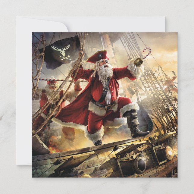 Tarjeta Festiva Pirata Santa (Anverso)
