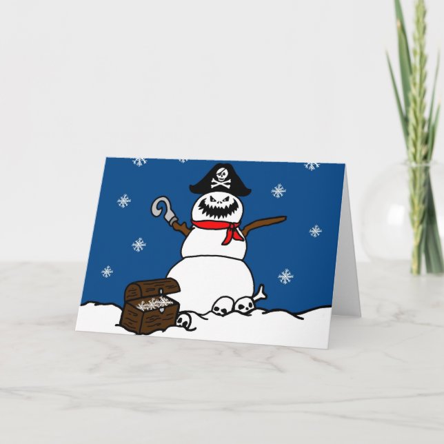 Tarjeta Festiva Pirate Snowman, navidades (Anverso)